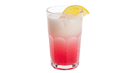 Isolated Pink Lemonade Glass with Lemon Slice