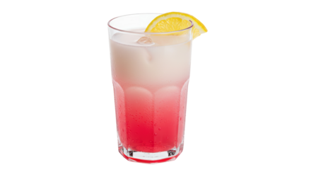 Isolated Pink Lemonade Glass with Lemon Slice