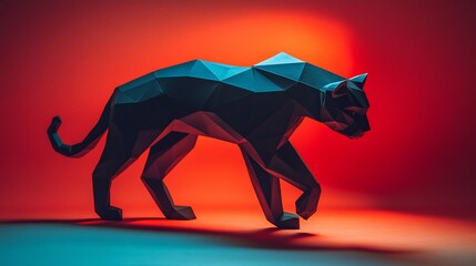 Dark panther in low-poly style