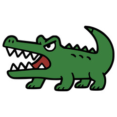 angry crocodile wild animal flat color vector illustration template design