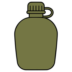 military water bottle drink beverage flat color vector illustration template design