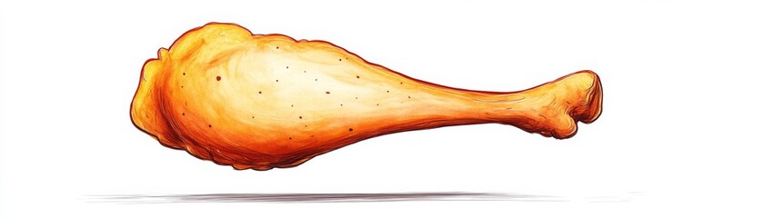 Golden Crispy Chicken Drumstick Illustration, Food , Art