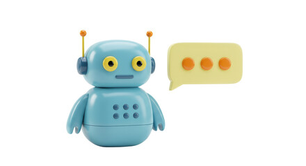 Isolated Robot with Speech Bubble