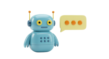 Isolated Robot with Speech Bubble