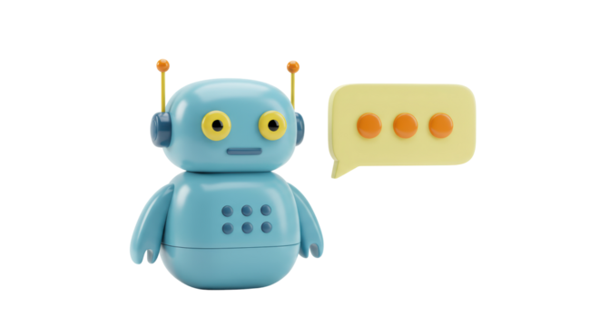 Isolated Robot with Speech Bubble