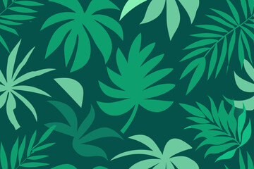 Tropical Green Leaves Seamless Pattern Lush Foliage Design