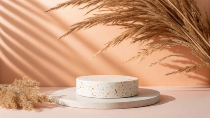 Peach-Toned Background with Dried Grass
