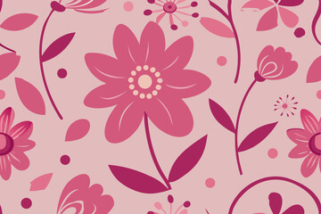 Elegant Pink Floral Pattern Seamless Design for Textile, Fabric, and Wallpaper
