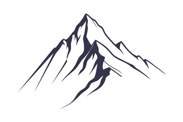Mountain silhouette icon vector set for logo. Mountain silhouette vector icon illustration. Rocky peaks. Mountains ranges. Black and white mountain icon.