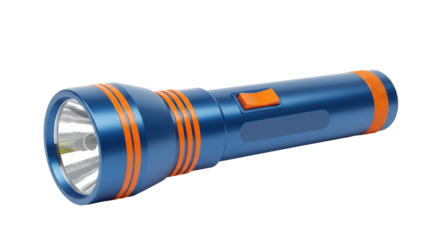 Isolated Blue and Orange Flashlight
