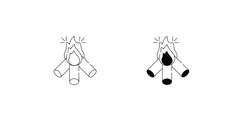 bonfire set icon with white background vector stock illustration