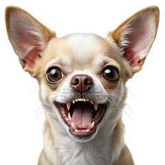 Obraz premium Smiling Chihuahua Dog Head with Open Mouth on Transparent Background