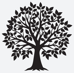 Obraz premium a tree with leaves silhouette vector art illustration, abstract tree with leaves