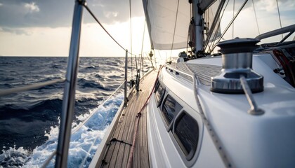 Sailing towards the horizon on a yacht during a sunlit afternoon adventure