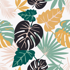 Aestethic seamless tropical pattern