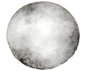 Abstract Watercolor Circle - Gray Wash Texture, Artistic Element, Isolated on White Background for Graphic Design and Creative Projects