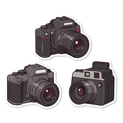 set of retro cameras