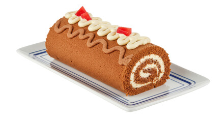 Isolated Chocolate Swiss Roll Cake