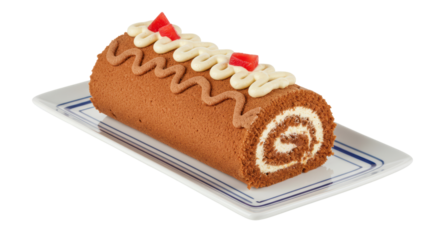 Isolated Chocolate Swiss Roll Cake
