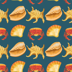 seamless pattern on the theme of ocean, sea - illustrations for your design