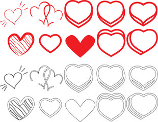 Love emoji silhouette set bundle vector
