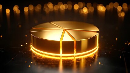 Golden Pie Chart In Dark Background - Powered by Adobe