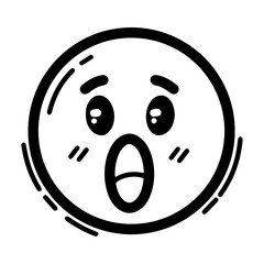 Outline style emoji expressing surprise or awe. Features wide eyes and a wide-open mouth, conveying a sense of shock or wonder. Can be used for strong positive or negative surprise, wonder, excitement