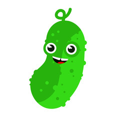 Cute cucumber in kawaii style - vector illustration
