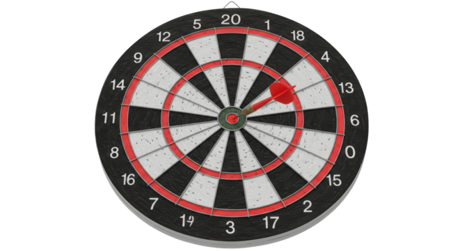 Isolated dartboard with dart