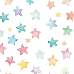Watercolor Rainbow Stars Pattern Background
