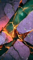 Semiprecious marble stone surface with vibrant mineral veins, colorful texture, abstract natural pattern, close-up view background