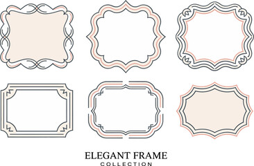 Elegant neutral label frames. Soft color rectangular and shaped frames for cards, signatures and design templates  