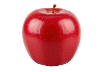Fresh red apple on a white background, showcasing its shiny skin and natural texture