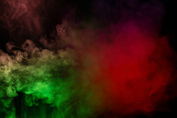Orange and red steam on a black background.