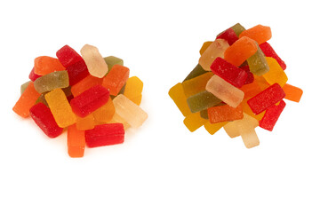 Marmalade candies isolated on a white background.