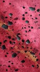 Pink terrazzo with organic inclusions and black pebble distribution