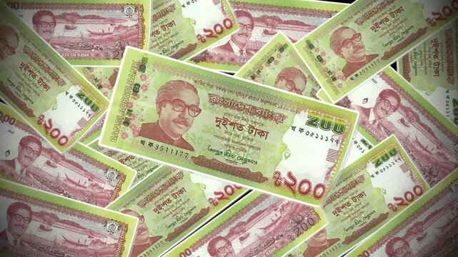 Bangladeshi Taka Two Hundred Banknote Animation Old