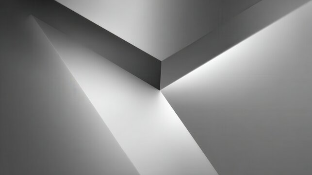 Geometric shapes intersecting, casting sharp shadows and reflecting contemporary minimalist architectural aesthetic through clean, precise visual composition