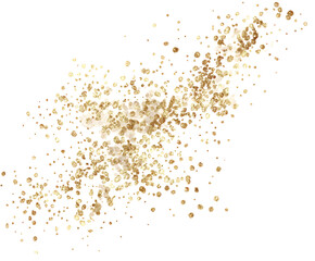 Golden Glitter Confetti Stream on White Background