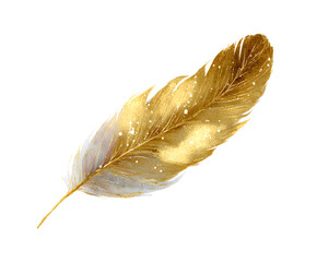 Golden Feather Watercolor Illustration