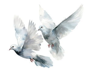 Watercolor Doves in Flight: Symbol of Peace, Love, and Serenity
