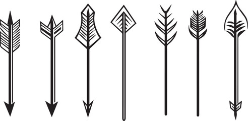 Naklejka premium Set of seven different arrows vector illustration isolated on white background concept for print web design banner poster sticker card and textile design