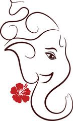 Ganpati with a hibiscus flower