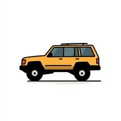 Stylish Yellow SUV Icon Design A Flat Vector Art Illustration of a Classic Off-Road Vehicle