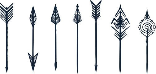Set of eight hand drawn arrows vector illustration isolated on white background concept for print web design banner poster sticker card and textile design