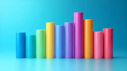 Colorful Cylindrical Chart on Blue Background