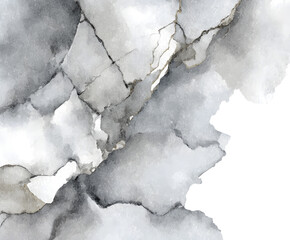 Abstract Gray Watercolor Texture with Gold Veins - Modern Art Background (Vector)