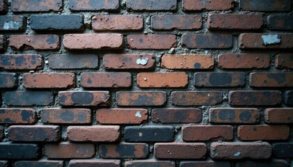 Deep gray brick facade, aged and weathered Visible brick detail , dark background, high resolution
