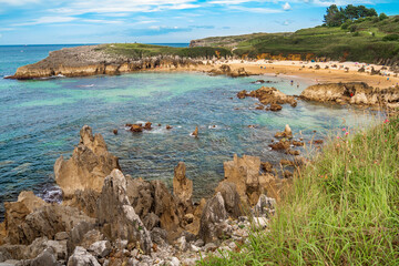 Coastline and Cliffs, Beach of Toró, Llanes, Asturias, Spain, Europe