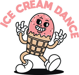 ice cream dance mascot vector illustration